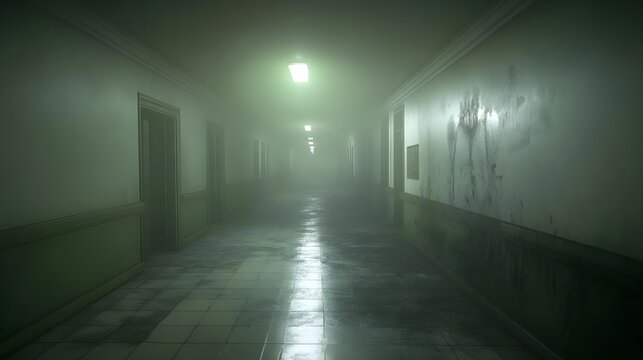 Foggy, Corridor, Hallway, Mysterious Foggy Corridor