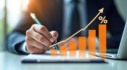 Business Growth: Hand Tracking Increasing Revenue Graph