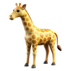 Fototapeta premium Adorable cartoon giraffe standing, isolated on white background, 3D render