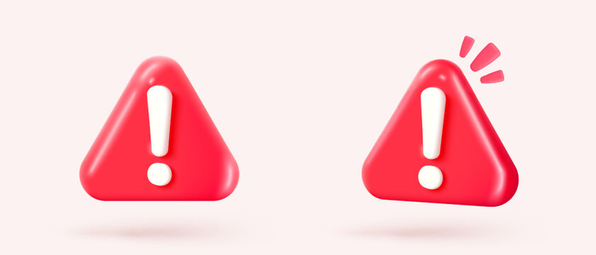 3d red danger attention for help or emergency notice alert on rescue warning. loud alert important for security urgency concept. 3d warning urgent buttons icon vector render illustration