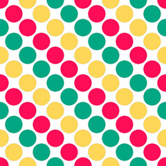 Multi colored large polka dots retro sixties