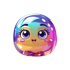 Naklejka premium Cute colorful jelly character with cheerful expression and vibrant hues on white background
