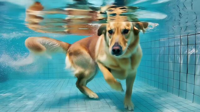 Doggy Paddle: Adorable Dogs Enjoying a Refreshing Swim in the Pool, Splashing and Playing