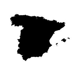 Fototapeta premium Black and White Silhouette Map of Spain Iberian Peninsula Geography