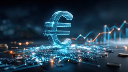 Euro symbol on digital pedestal