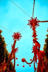 Vibrant red lanterns dance in the sky a breathtaking festive spectacle