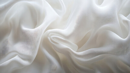 Elegant white silk fabric texture smooth folds luxurious and delicate background creates a soft and graceful flowing effect displaying sophistication