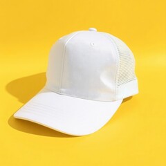 Fototapeta premium yellow background white cap mockup
