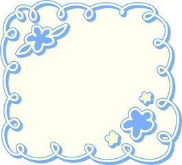 blue floral frame PNG