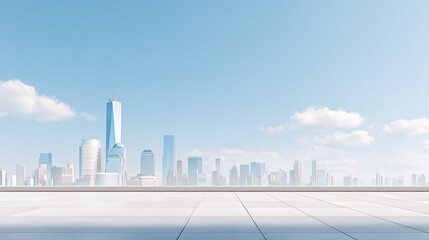 Naklejka premium Car parking building platform artificial space on city skyline background