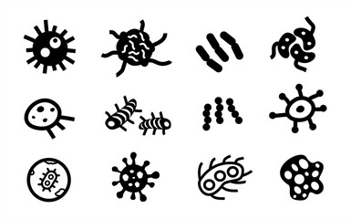 Bacteria vector icon set 