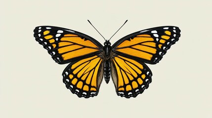 Obraz premium Close-up view of an orange and black butterfly.