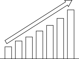 outline business bar graph with arrow representing growth 