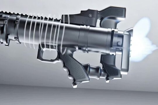 Conceptual Sci-Fi Grenade Gun with Modern Attachments