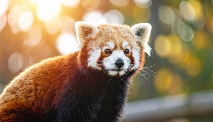 Obraz premium Close up photo of a red panda with a blurred background