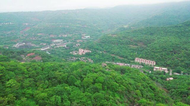 Lavasa city of India, forest city drone view in 4k