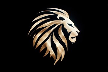 Obraz premium Golden lion profile on black background