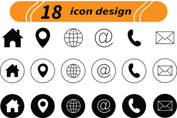 Set of glossy yellow vector web icons and buttons with symbols and signs for internet business design