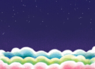 밤하늘 색동구름 배경