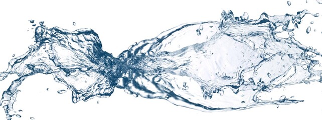 白背景に抽象的な青い波と水しぶきの3dイラスト