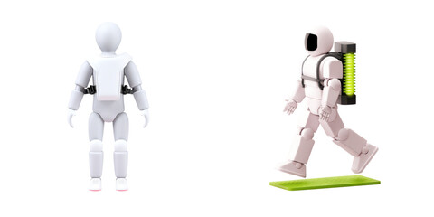 Robotic figures showcasing futuristic designs and features.