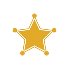 Golden sheriff star badge with white outline and round accents
