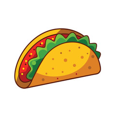 Classic Beef Taco vector Illustration – Fast Food Concept. Taco Clipart for Cinco de Mayo or Fiesta Graphics