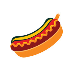 Classic Hot Dog with Mustard and Ketchup – Vector Art