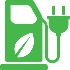 green energy icon , Eco-friendly fuel pump illustration with leaf symbol representing green energy solutions , vector illustration . 