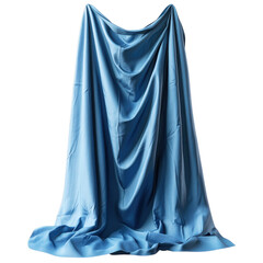 Naklejka premium Elegant Light Blue Fabric Drape Still Life Silk Texture Cloth Material on transparent background
