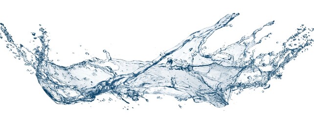 白背景に抽象的な青い波と水しぶきの3dイラスト