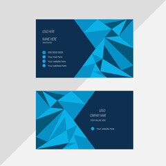 Double-sided creative business card template. Portrait and landscape orientation. Blue and light blue corporate business card design