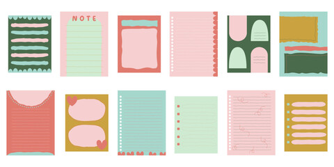 Set To do check list page doodle blank. Reminder, memo note hand drawn isolated on white. Colorful planner, notepad, sheet. 
