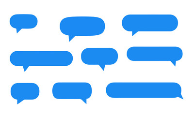 Collection of Blue Message Bubbles and Speech Balloons. Ideal for UI design, chat apps, social media, and designs conveying dialogue or interaction.