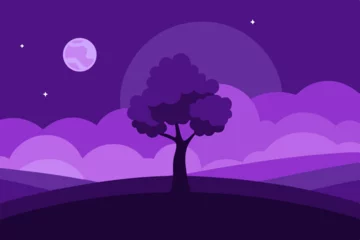 Fototapete Rund night landscape with moon © Prodip