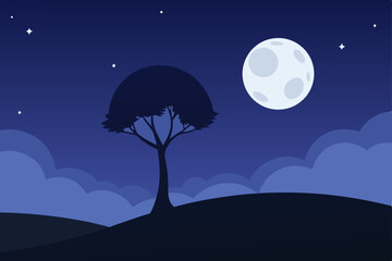 night landscape with moon