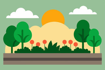 Fototapeta premium landscape with trees and clouds