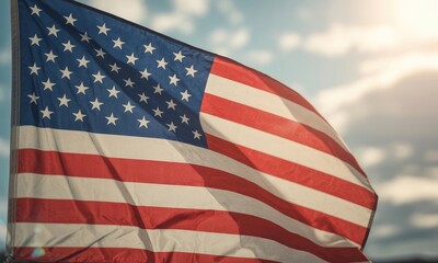 Obraz premium Waving american flag national symbol of freedom and patriotism