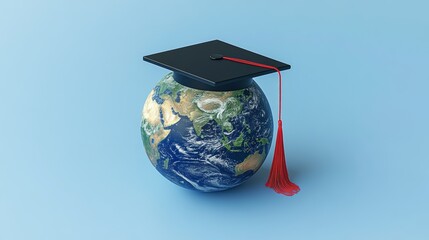 The globe with a graduation cap is a symbol of worldwide educational attainment and success