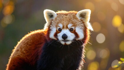 Obraz premium Close up photo of a red panda with a blurred background
