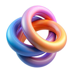 Abstract 3d render of intertwined colorful rings.