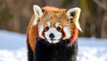 Obraz premium Close up photo of a red panda with a blurred background