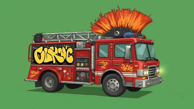 Stylized fire truck illustration