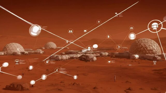 Martian outpost with interconnected structures