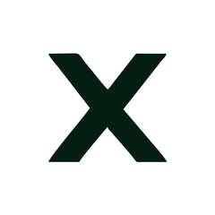Minimalist Dark Green &ldquo;X&rdquo; Monogram Logo on White Background,A clean and bold vector logo featuring a stylized dark green letter &ldquo;X&rdquo; centered on a white background. The sharp, symmetrical design embodi