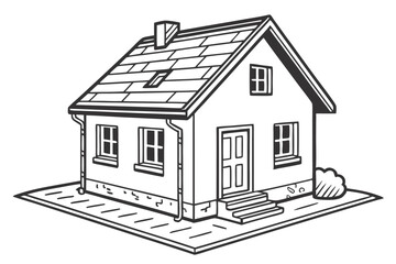 Small House Illustration in Line Style