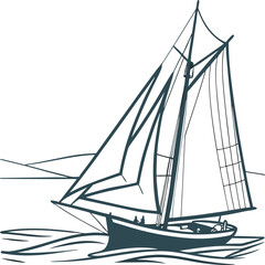Old sailing ship on the vast sea, a vintage vessel under sail, a timeless silhouette of nautical travel