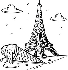 Obraz premium Eiffel Tower in Paris, France: iconic European travel landmark illustration