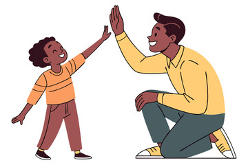 Father and Son High Five Gesture Vector