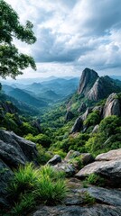 Mountain vista with lush greenery